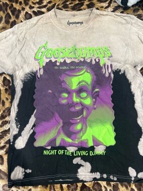 Goosebumps 'Night of the Living Dummy' Graphic Tee - Neon Green & Purple